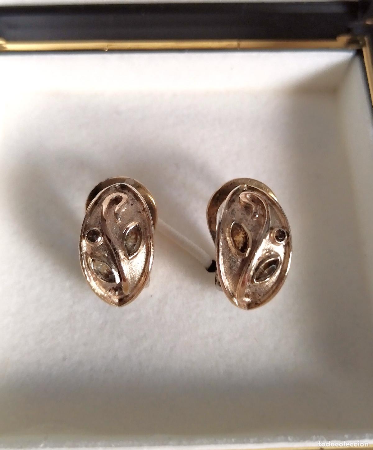 Joyeria: Pendientes de plata de ley sobre dorada, cierre de omega. - Foto 1