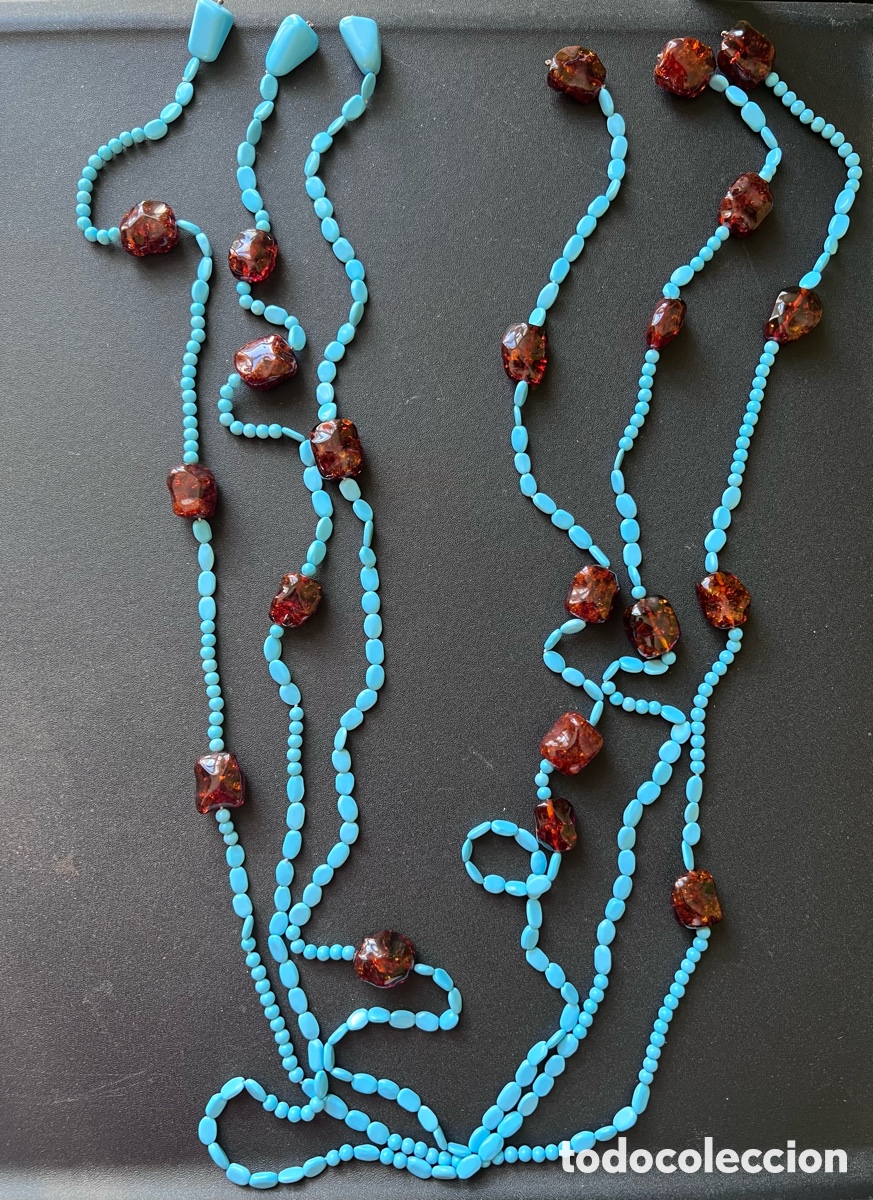 Joyeria: Lote tres collares turquesa y &aacute;mbar - Foto 1