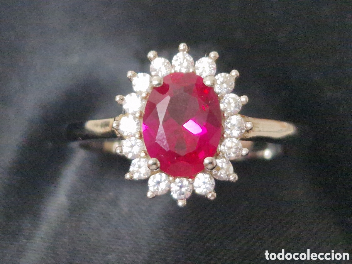 Joyeria: ANILLO PIEDRA ROJA Y CIRCONITAS - Foto 2
