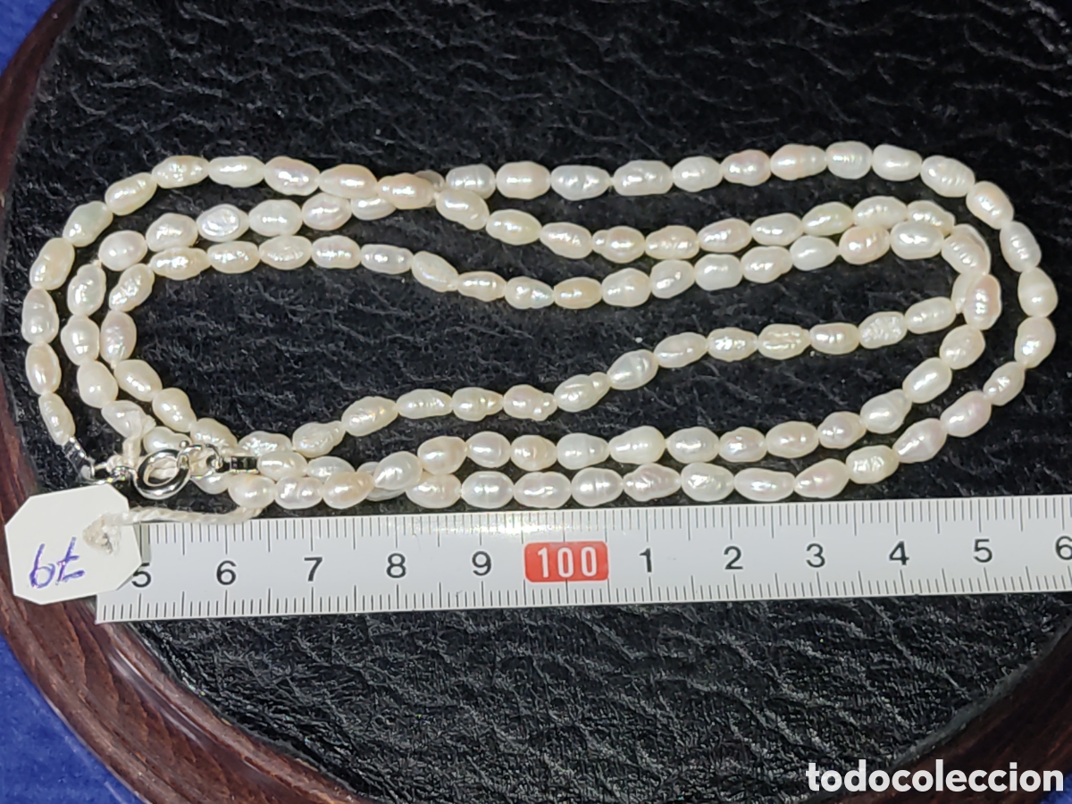 Joyeria: Collar largo de perlas de r&iacute;o originales.Vintage. *79* - Foto 3