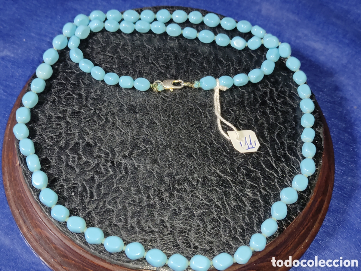 Joyeria: Collar de opalina azul celeste.Vintage. *11* - Foto 3