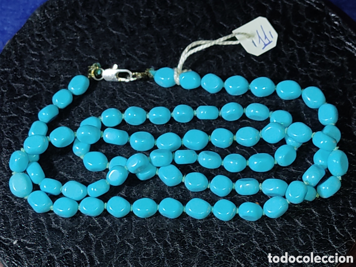 Joyeria: Collar de opalina azul celeste.Vintage. *11* - Foto 5