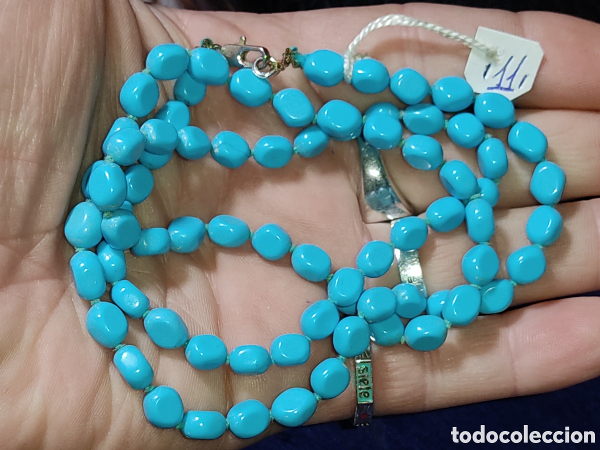 Joyeria: Collar de opalina azul celeste.Vintage. *11* - Foto 6