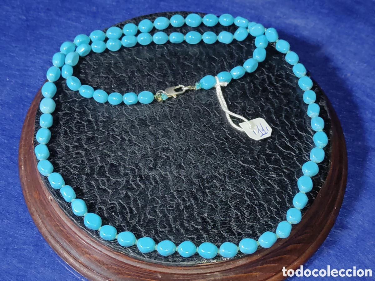 Joyeria: Collar de opalina azul celeste.Vintage. *11* - Foto 1