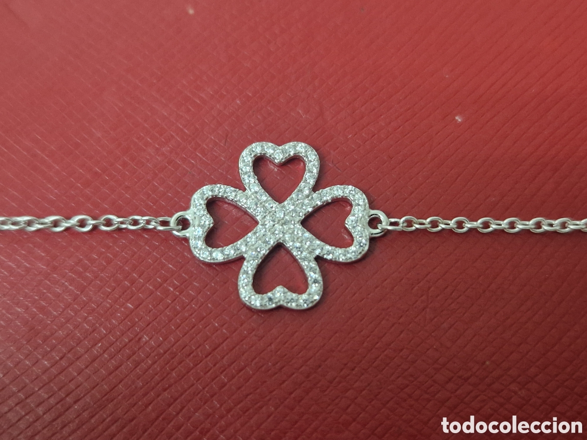 Joyeria: PULSERA DE PLATA Y CIRCONITAS TREVOL - Foto 4