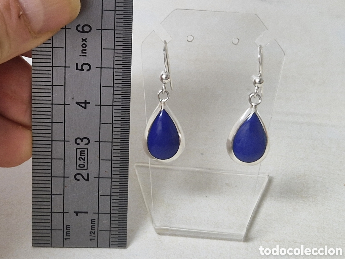 Joyeria: PENDIENTES DE PLATA Y PIEDRA AZUL - Foto 4