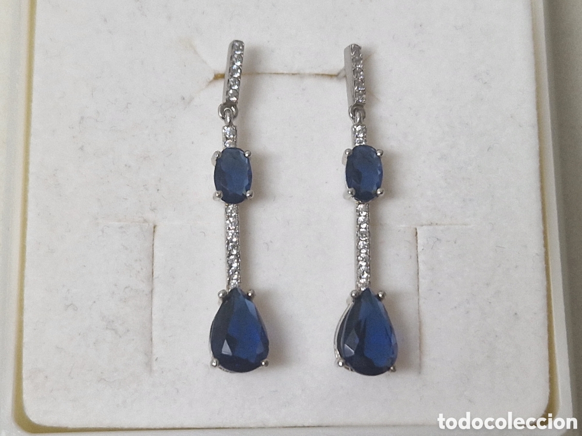 Joyeria: PRECIOSOS PENDIENTES PLATA Y PIEDRAS AZULES - Foto 2
