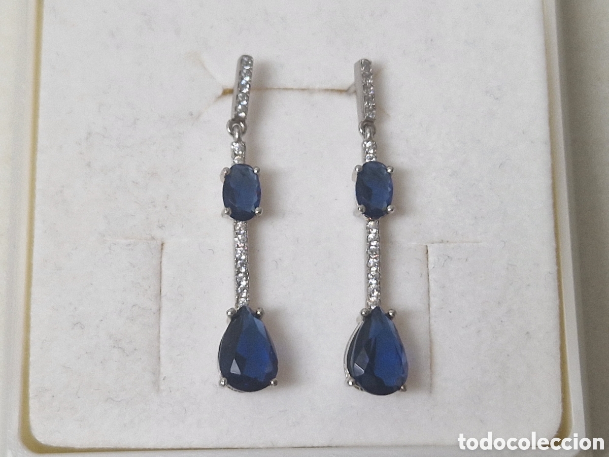 Joyeria: PRECIOSOS PENDIENTES PLATA Y PIEDRAS AZULES - Foto 3