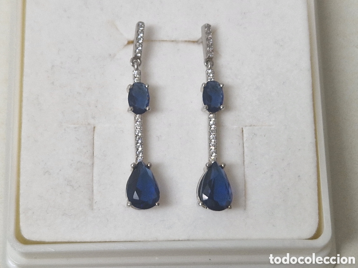 Joyeria: PRECIOSOS PENDIENTES PLATA Y PIEDRAS AZULES - Foto 4