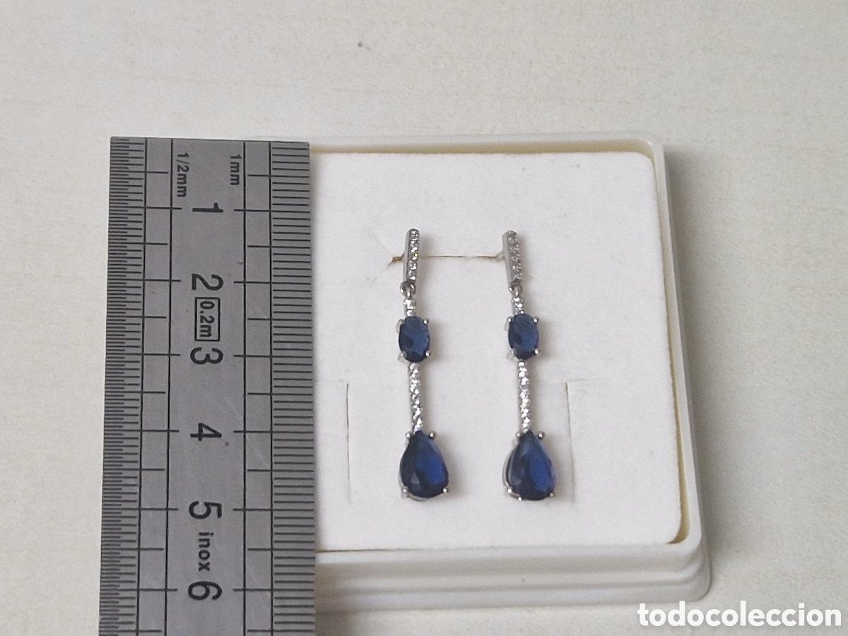 Joyeria: PRECIOSOS PENDIENTES PLATA Y PIEDRAS AZULES - Foto 8