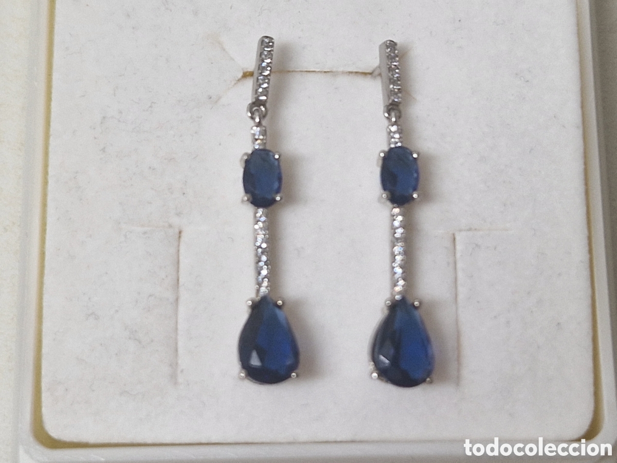 Joyeria: PRECIOSOS PENDIENTES PLATA Y PIEDRAS AZULES - Foto 1