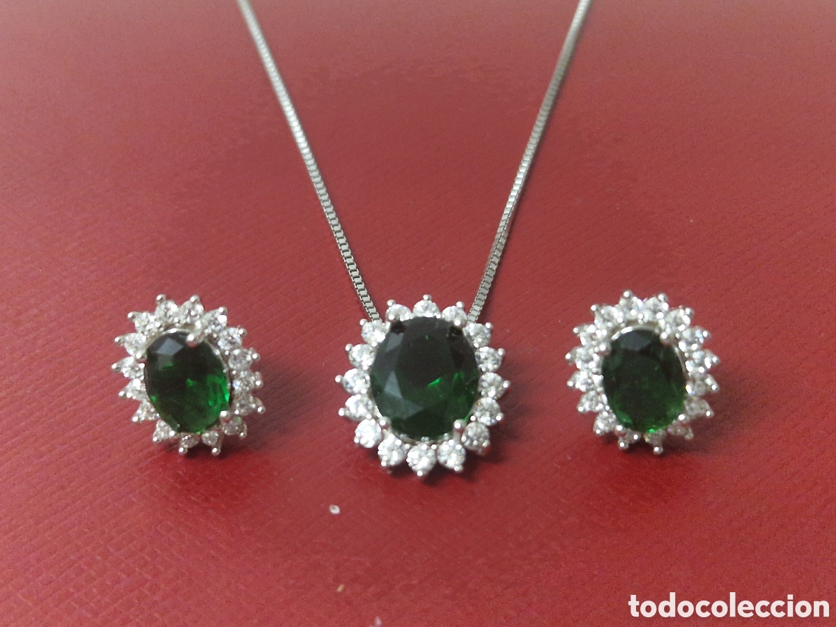 Joyeria: CONJUNTO 3 PIEZAS PLARA Y CUARZOS VERDES - Foto 2