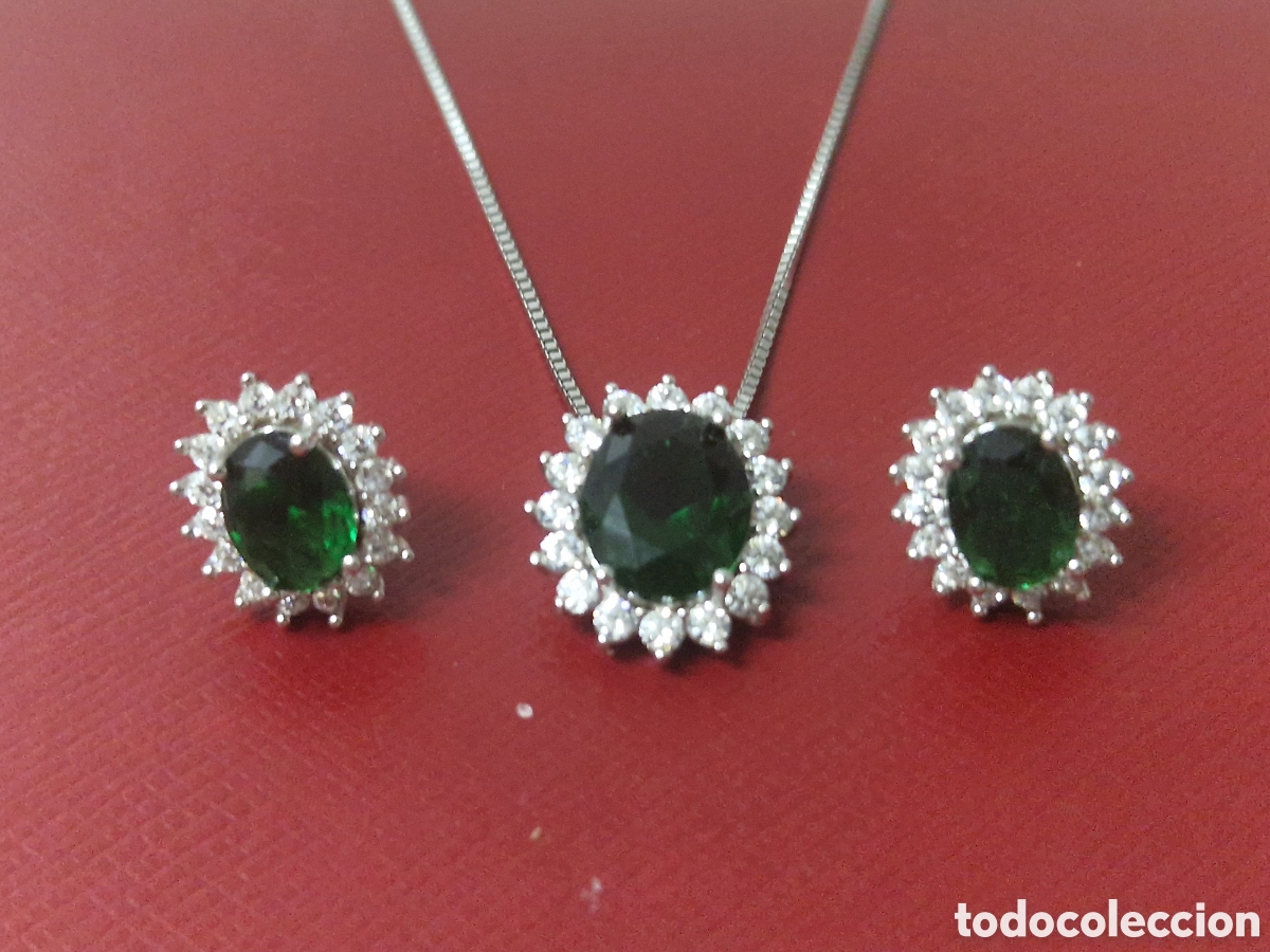 Joyeria: CONJUNTO 3 PIEZAS PLARA Y CUARZOS VERDES - Foto 3