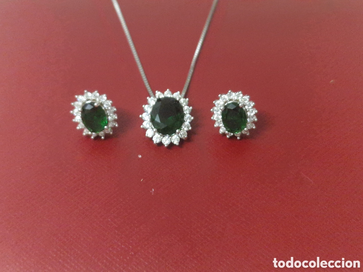 Joyeria: CONJUNTO 3 PIEZAS PLARA Y CUARZOS VERDES - Foto 6