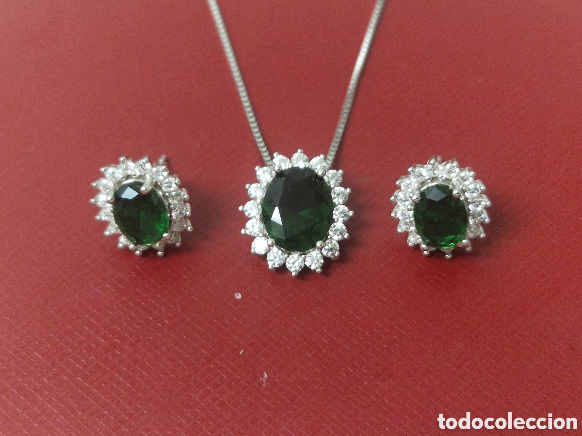 Joyeria: CONJUNTO 3 PIEZAS PLARA Y CUARZOS VERDES - Foto 1