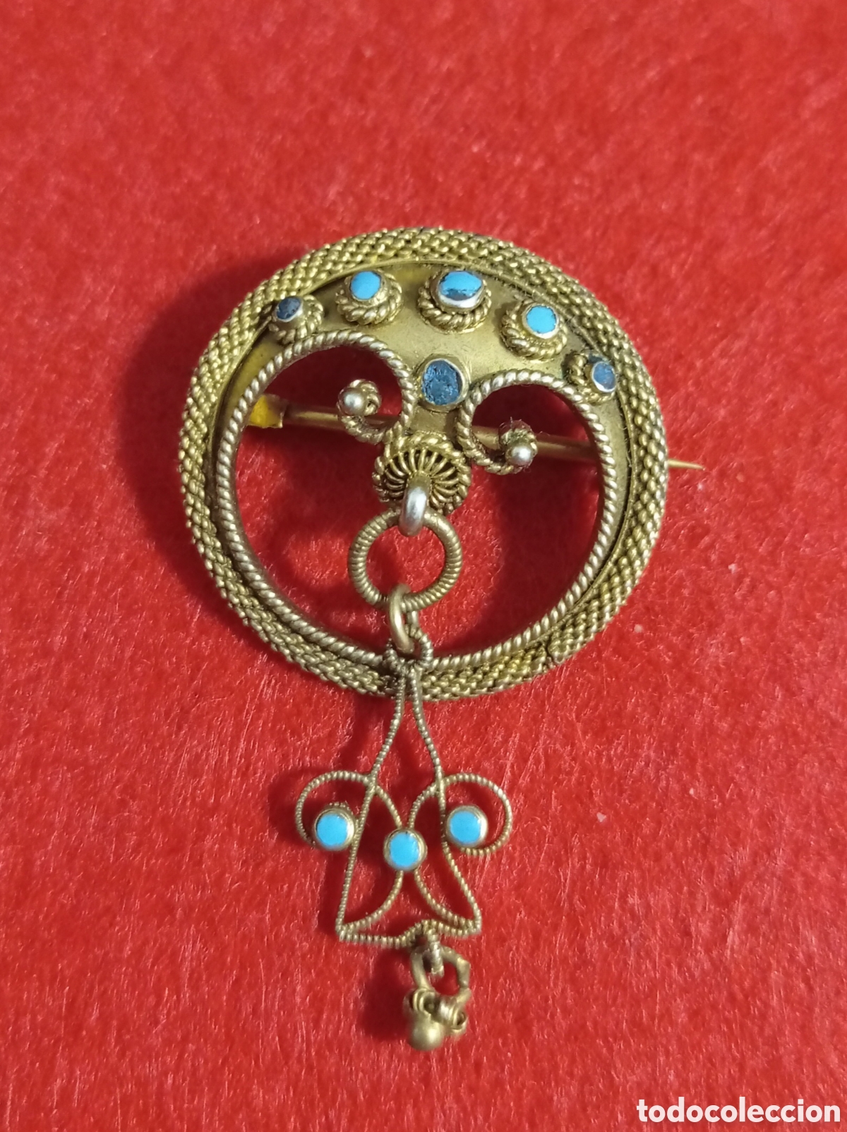 Joyeria: ⚜️HERMOSO ANTIGUO BROCHE CIRCULAR BRONCE - Foto 3