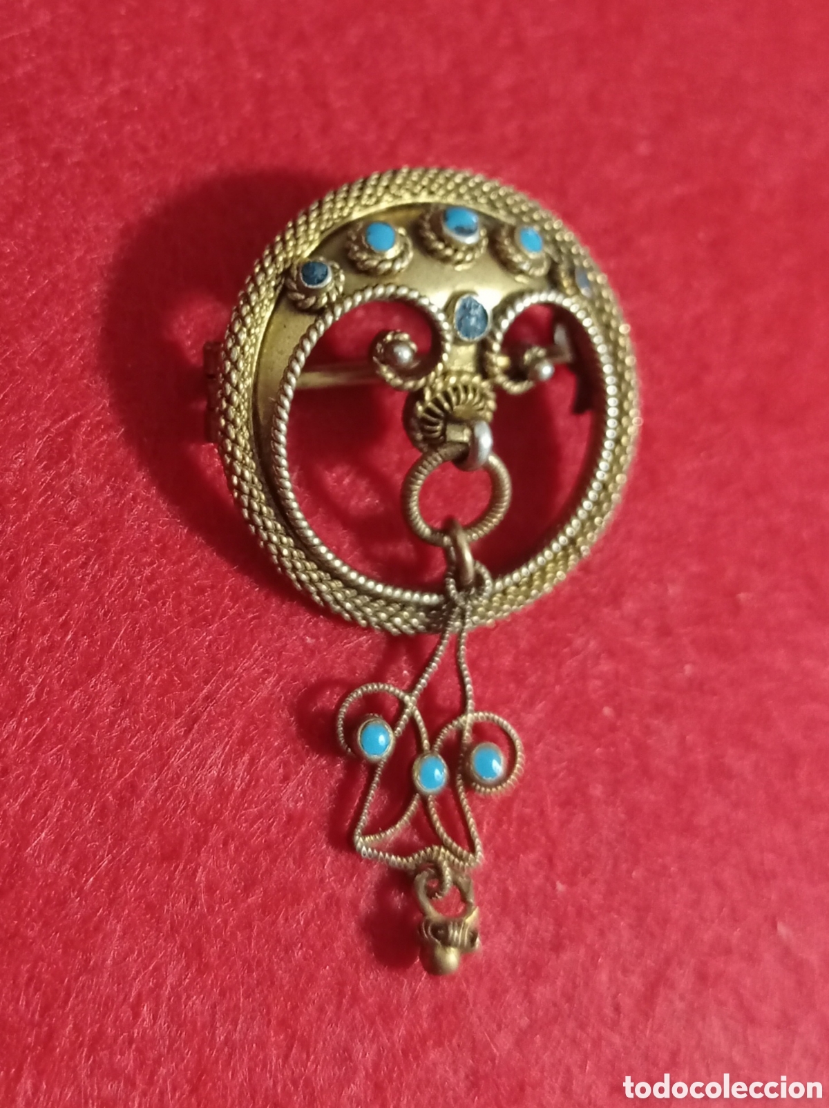 Joyeria: ⚜️HERMOSO ANTIGUO BROCHE CIRCULAR BRONCE - Foto 4