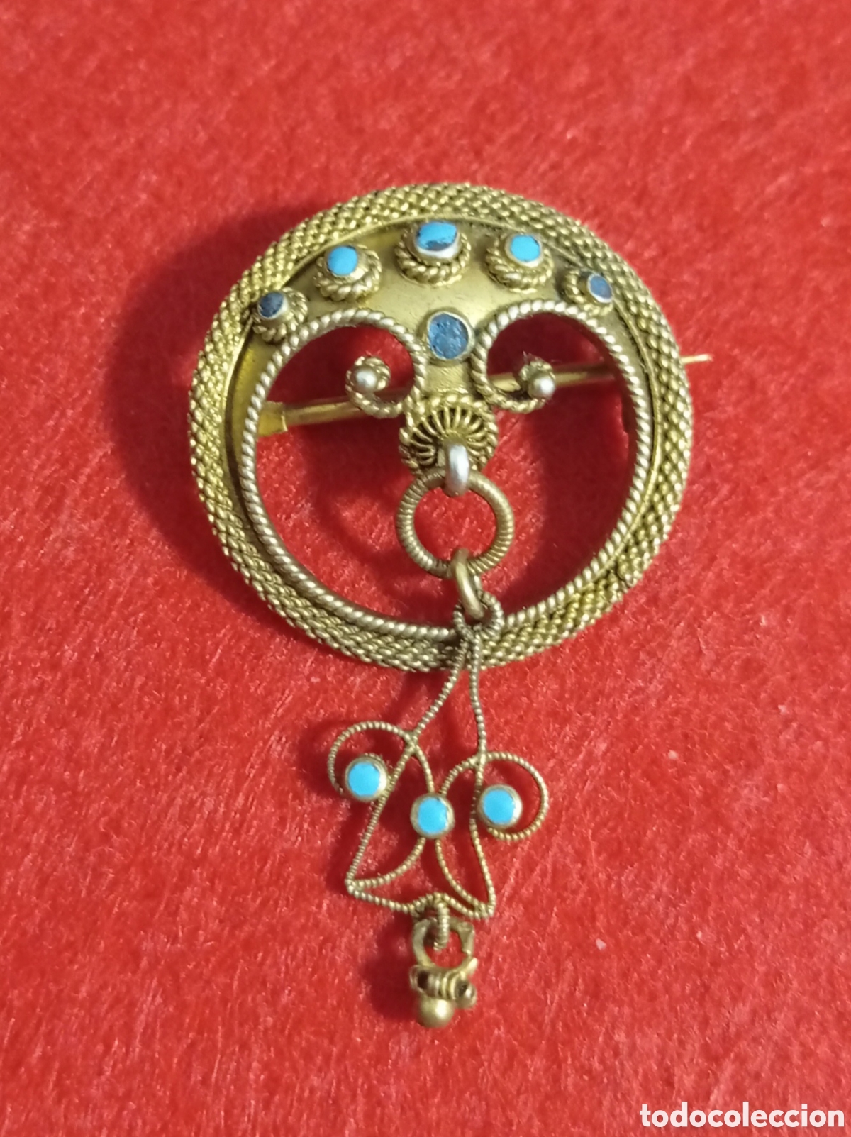 Joyeria: ⚜️HERMOSO ANTIGUO BROCHE CIRCULAR BRONCE - Foto 1