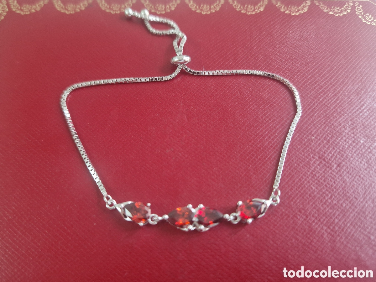 Joyeria: PULSERA DE PLATA DE LEY PIEDRAS ROJAS - Foto 2
