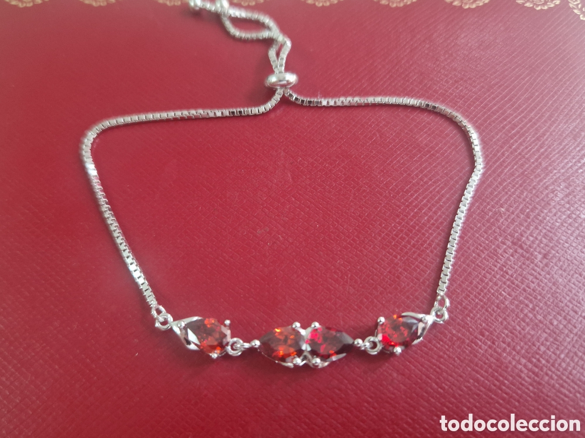 Joyeria: PULSERA DE PLATA DE LEY PIEDRAS ROJAS - Foto 3
