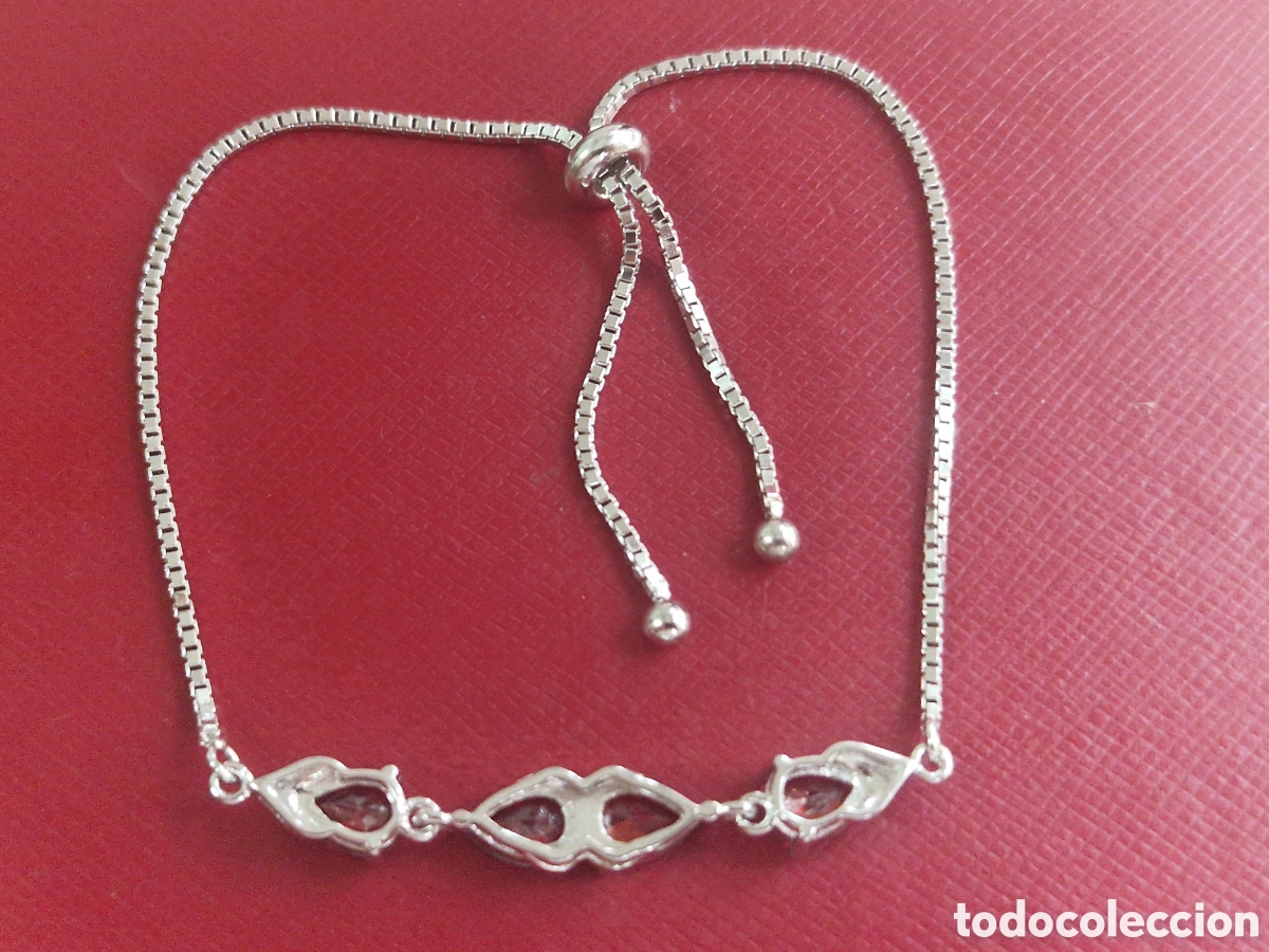 Joyeria: PULSERA DE PLATA DE LEY PIEDRAS ROJAS - Foto 6