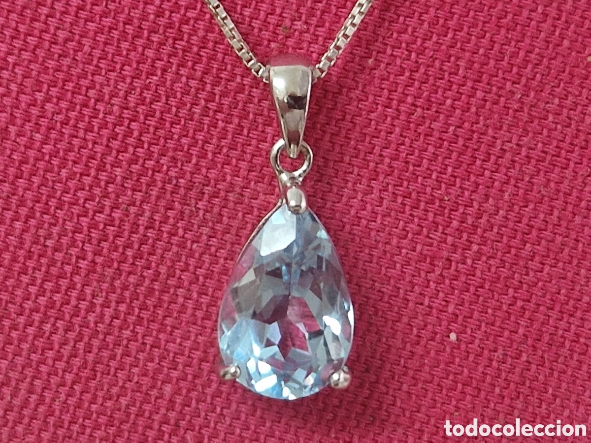 Joyeria: COLGANTE PLATA TOPACOO AZUL CON CADENA - Foto 2