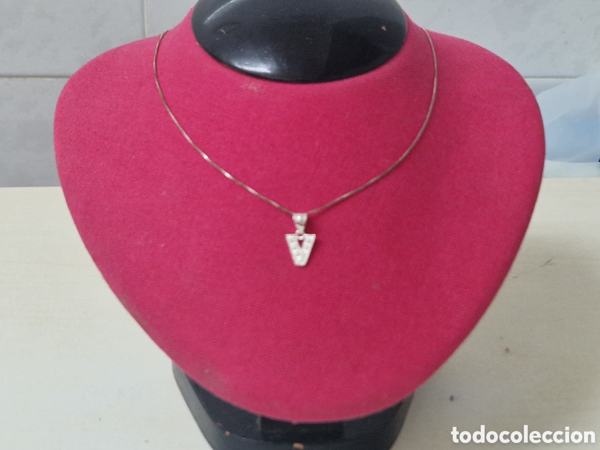Joyeria: COLGANTE PLATA Y CIRCONITSS LETRA V CON CADENA - Foto 4