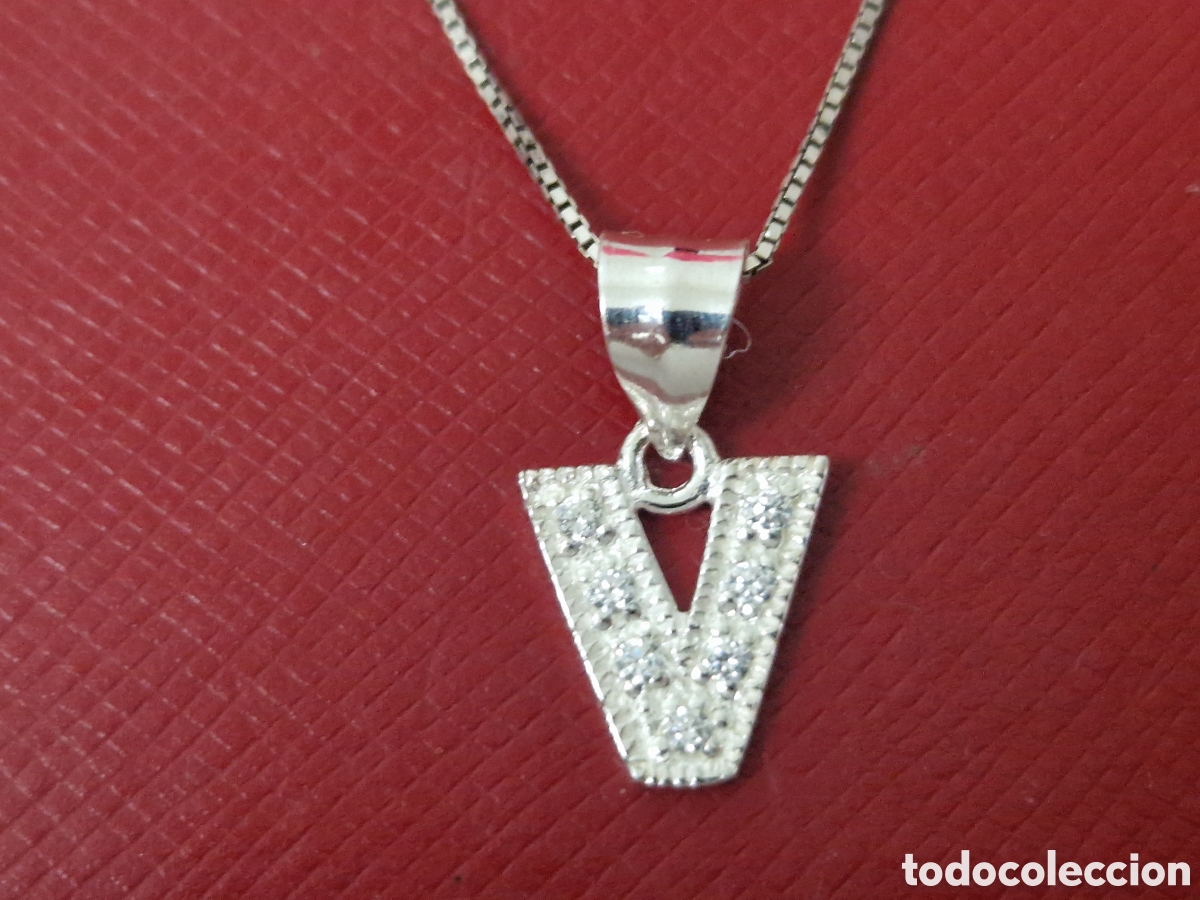Joyeria: COLGANTE PLATA Y CIRCONITSS LETRA V CON CADENA - Foto 6