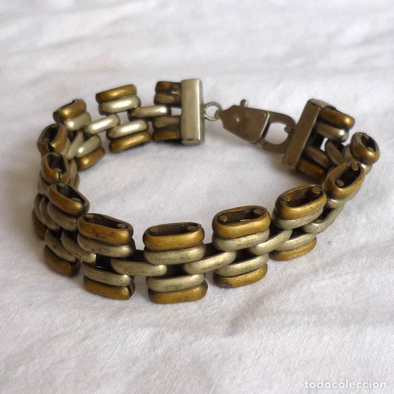 Joyeria: Antigua pulsera de lat&oacute;n y alpaca - Foto 1