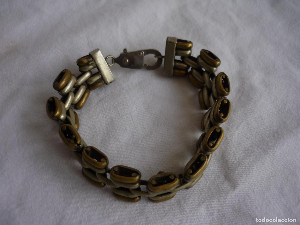 Joyeria: Antigua pulsera de lat&oacute;n y alpaca - Foto 2
