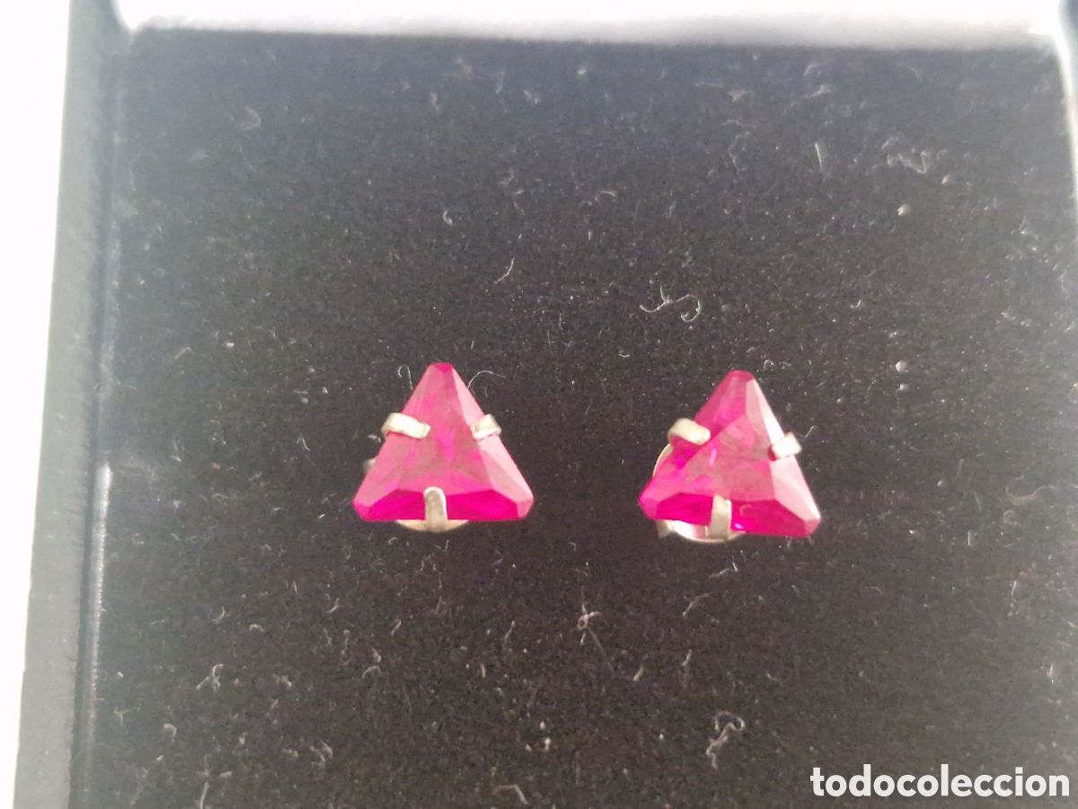 Joyeria: PENDIENTES PEQUE&Ntilde;OS PLATA PIEDRA ROJA - Foto 3