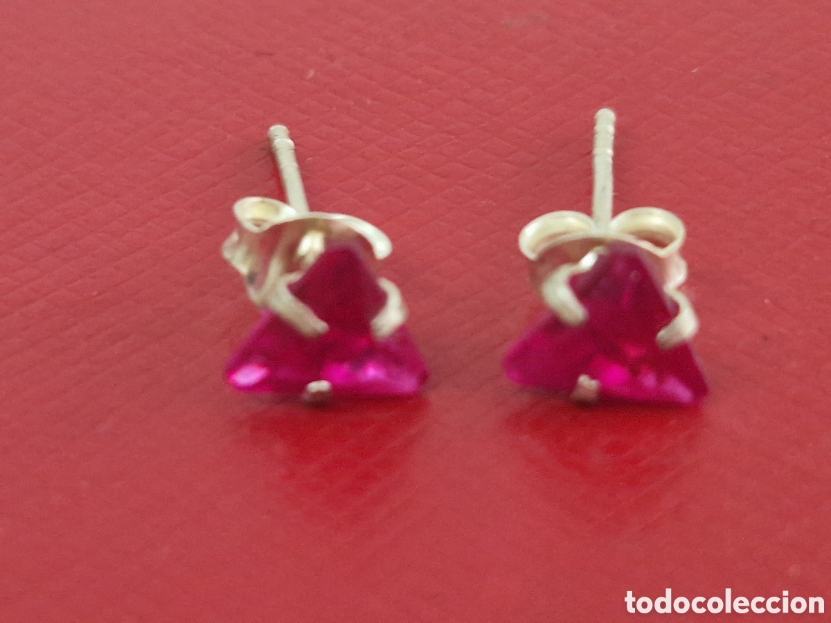 Joyeria: PENDIENTES PEQUE&Ntilde;OS PLATA PIEDRA ROJA - Foto 4