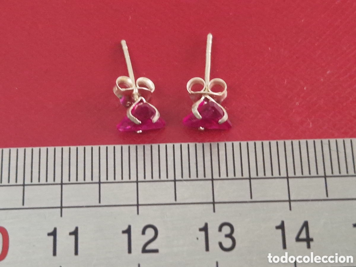Joyeria: PENDIENTES PEQUE&Ntilde;OS PLATA PIEDRA ROJA - Foto 6