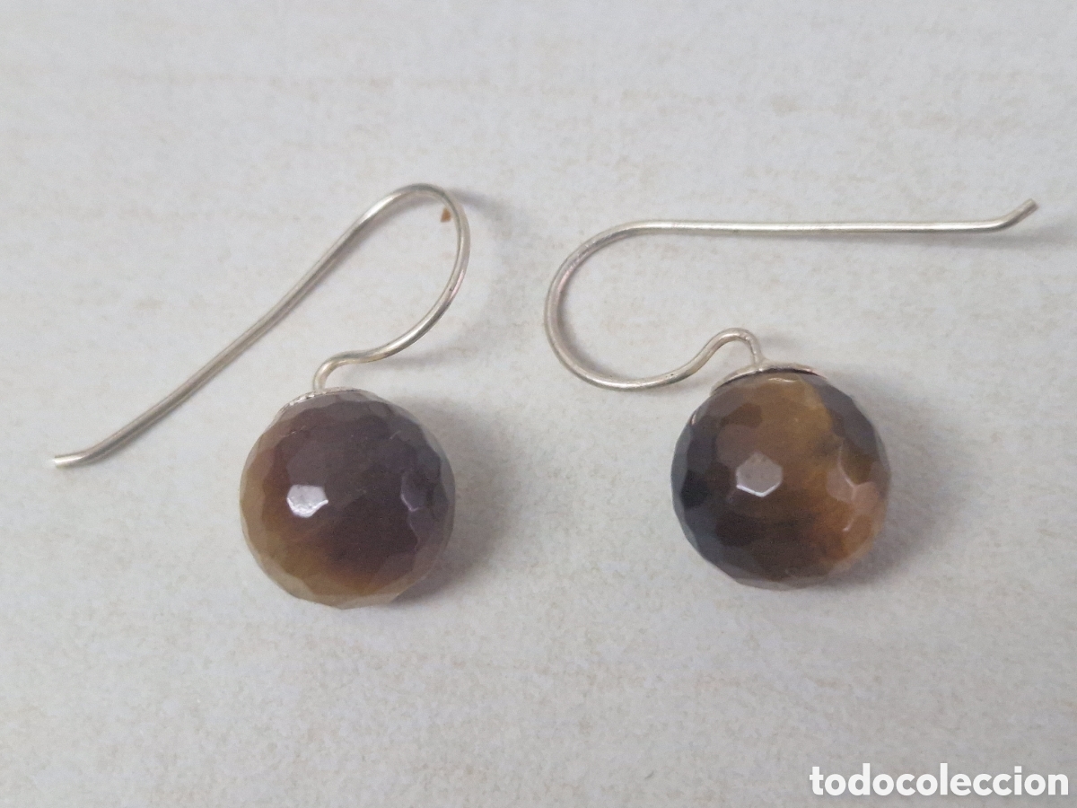 Joyeria: PENDIENTES BOLAS PIEDRAS OJO DE TIGRE - Foto 2