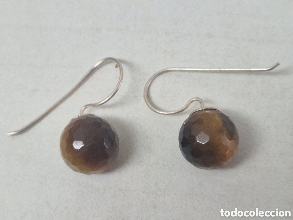 Joyeria: PENDIENTES BOLAS PIEDRAS OJO DE TIGRE - Foto 3