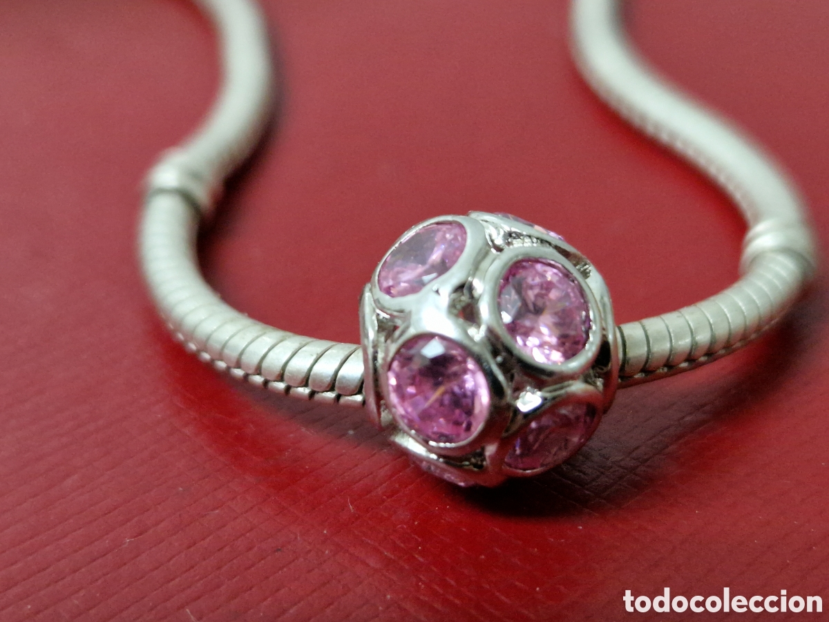 Joyeria: CHARM EN PLATA DE LEY Y CIRCONITAS ROSAS NUEVO - Foto 1