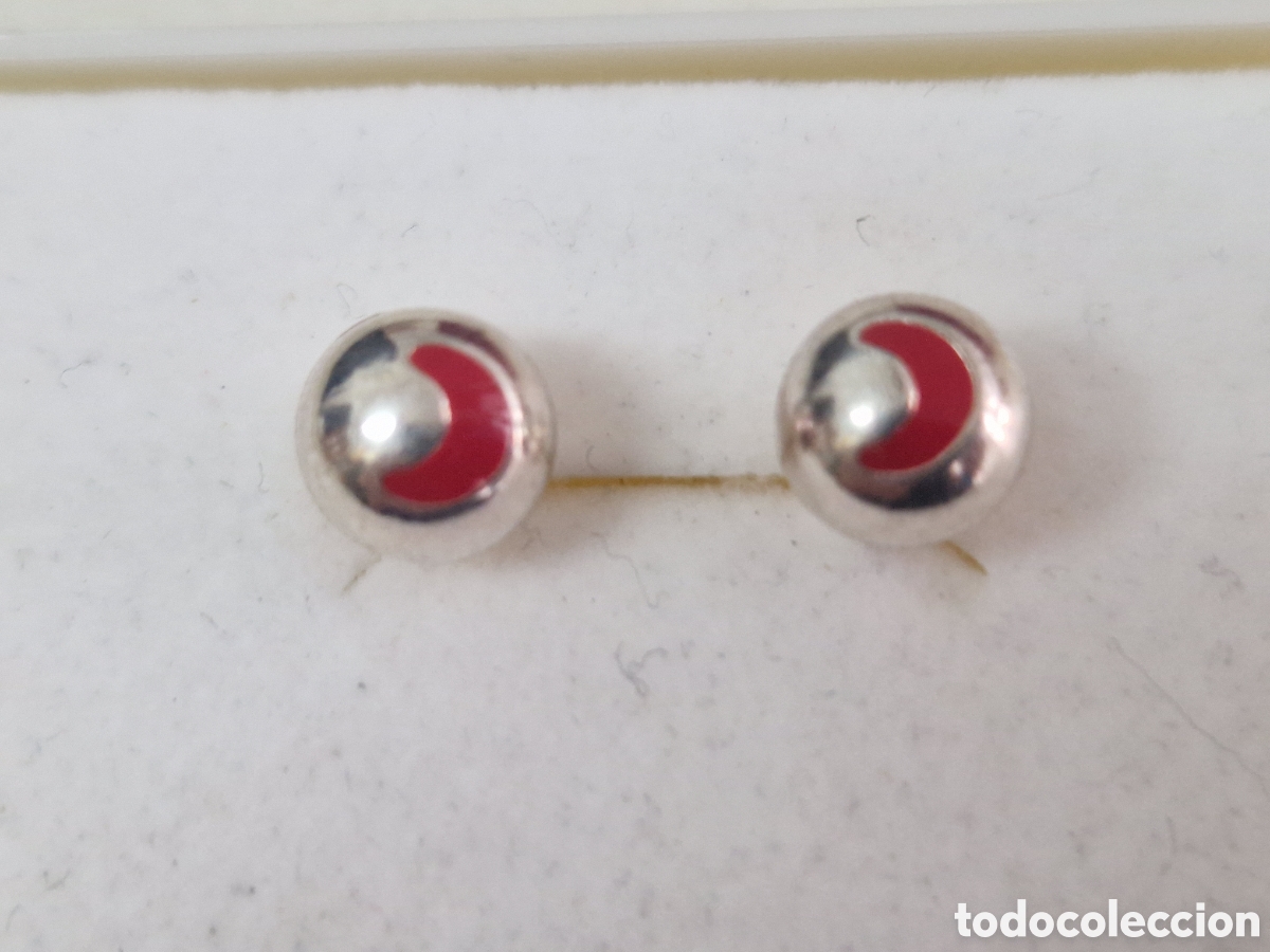 Joyeria: PENDIENTES PLATA Y ESMALTE ROJO LUNA - Foto 1
