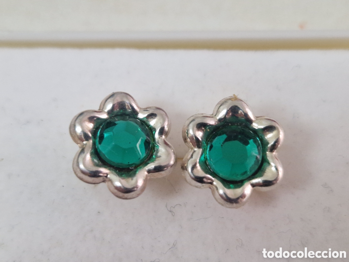Joyeria: PENDIENTES DE PLATAVY PIEDRA VERDE NUEVOS - Foto 3