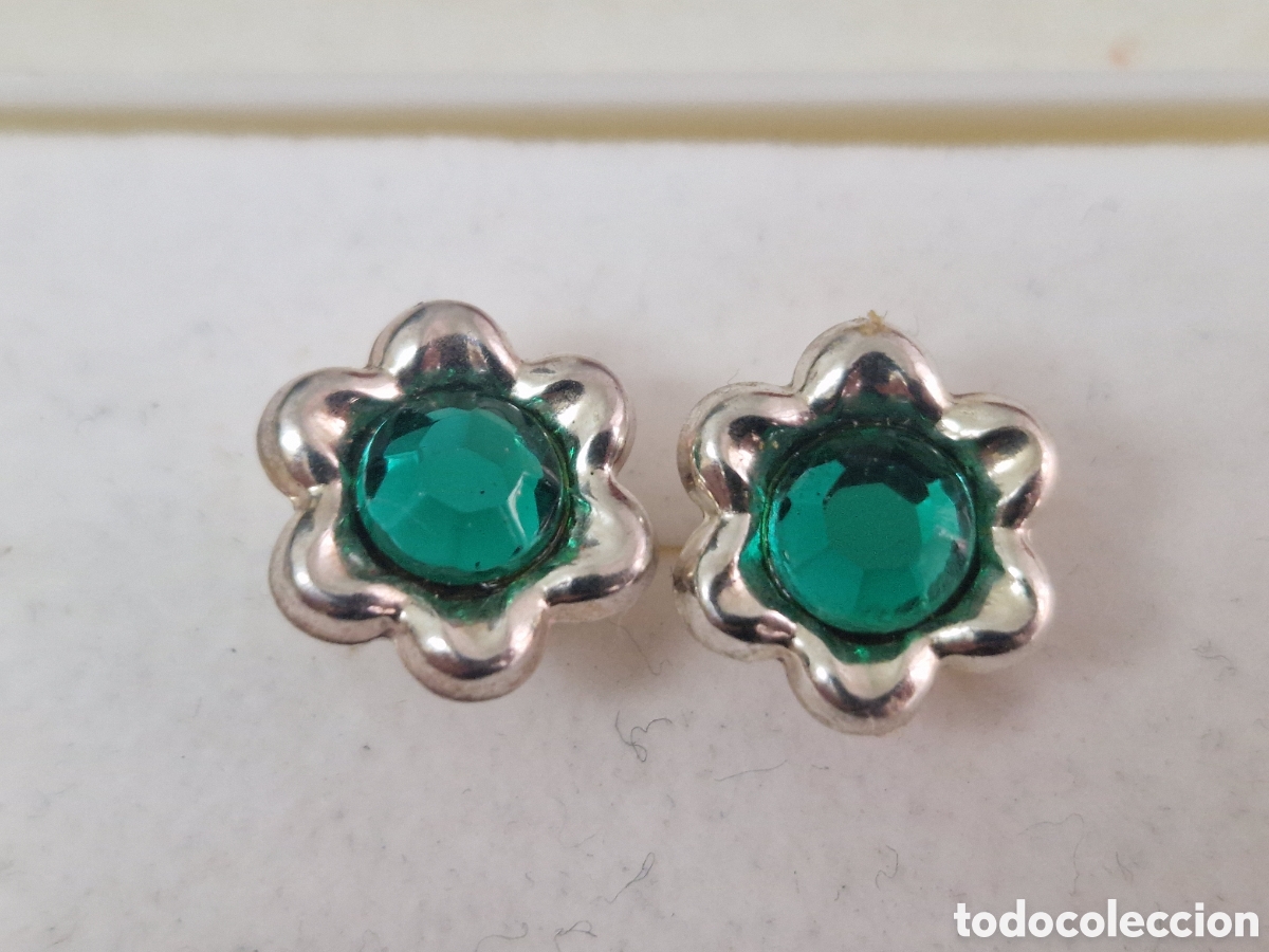 Joyeria: PENDIENTES DE PLATAVY PIEDRA VERDE NUEVOS - Foto 1