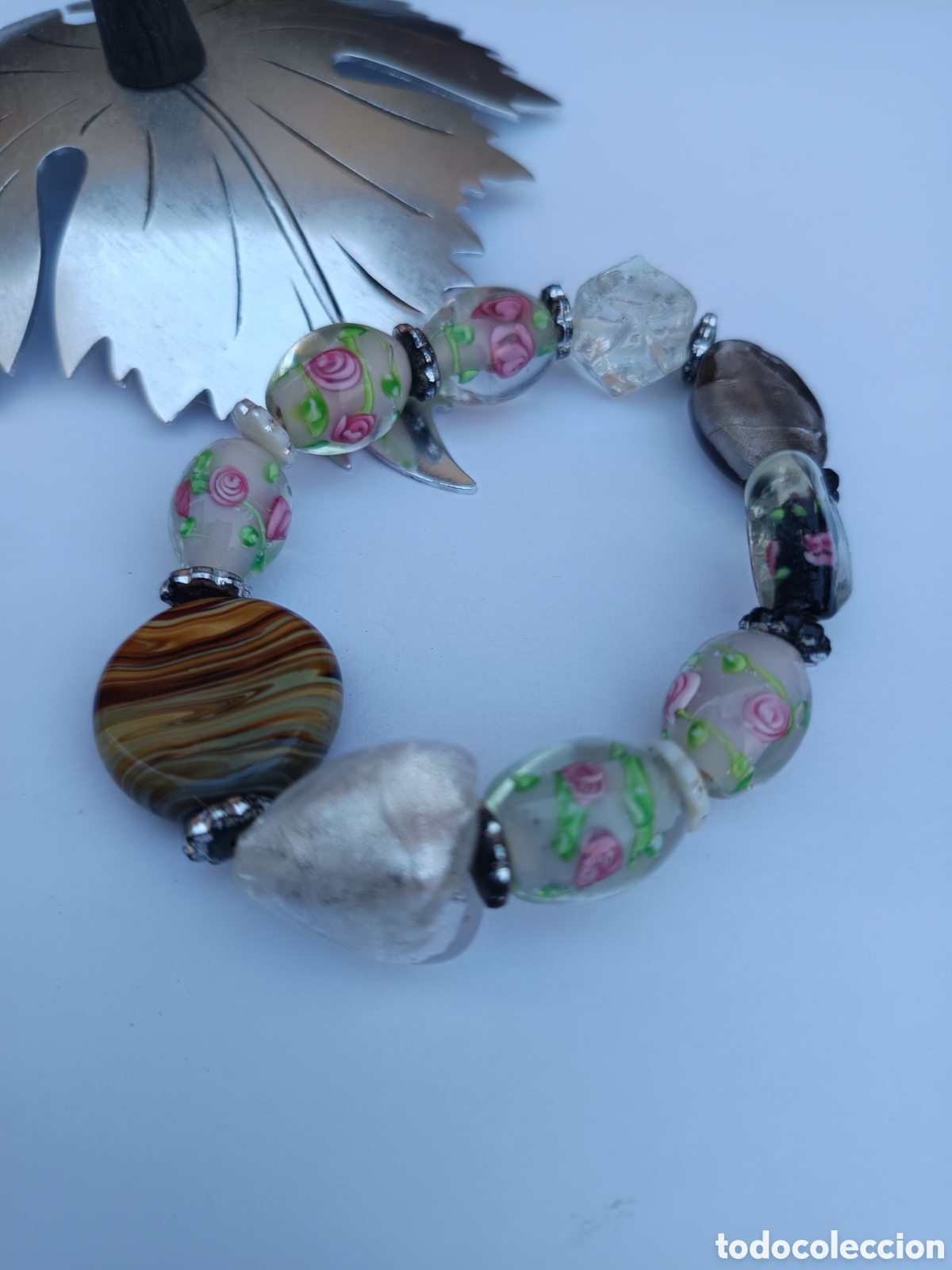 Joyeria: Pulsera el&aacute;stica en cristal de Murano con forma de rosas - Foto 2