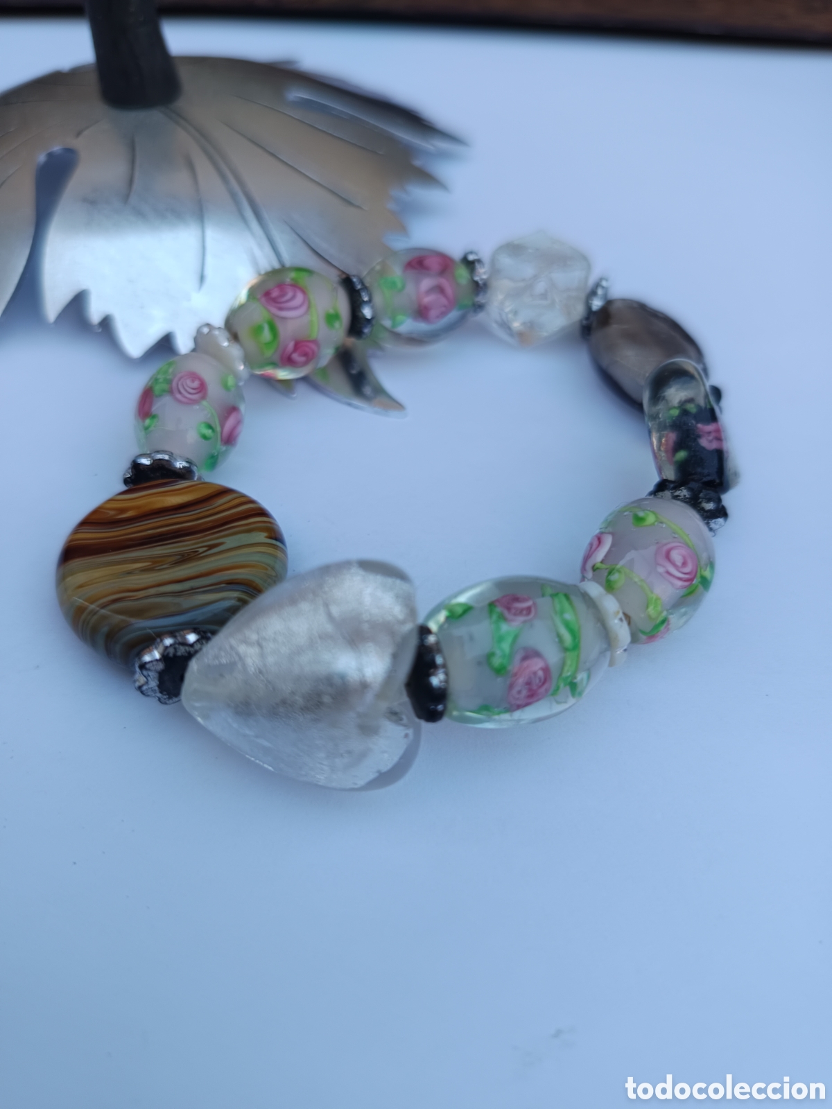 Joyeria: Pulsera el&aacute;stica en cristal de Murano con forma de rosas - Foto 4