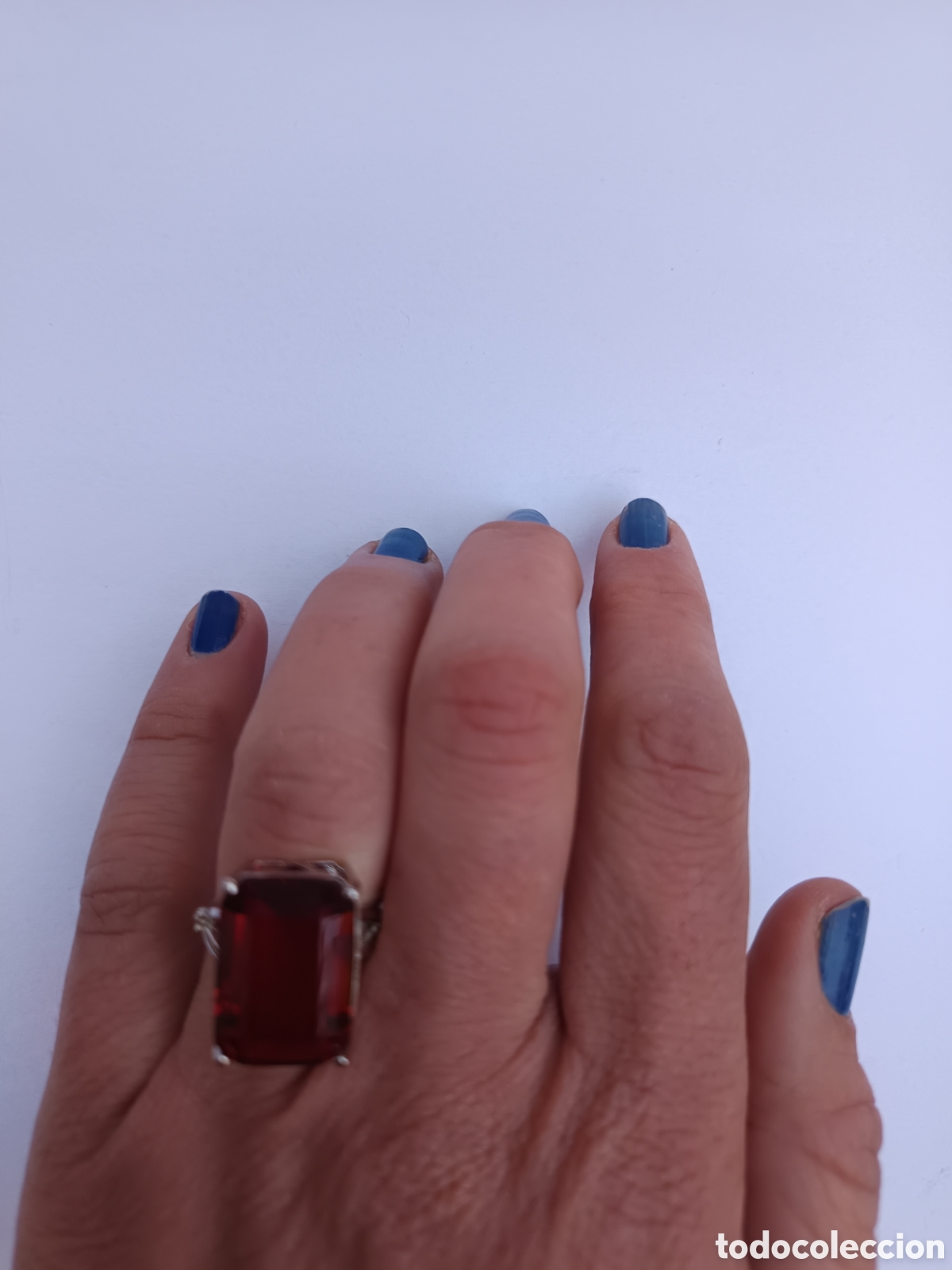 Joyeria: Bello anillo sortija con s&iacute;mil rubi chapado en plata - Foto 4