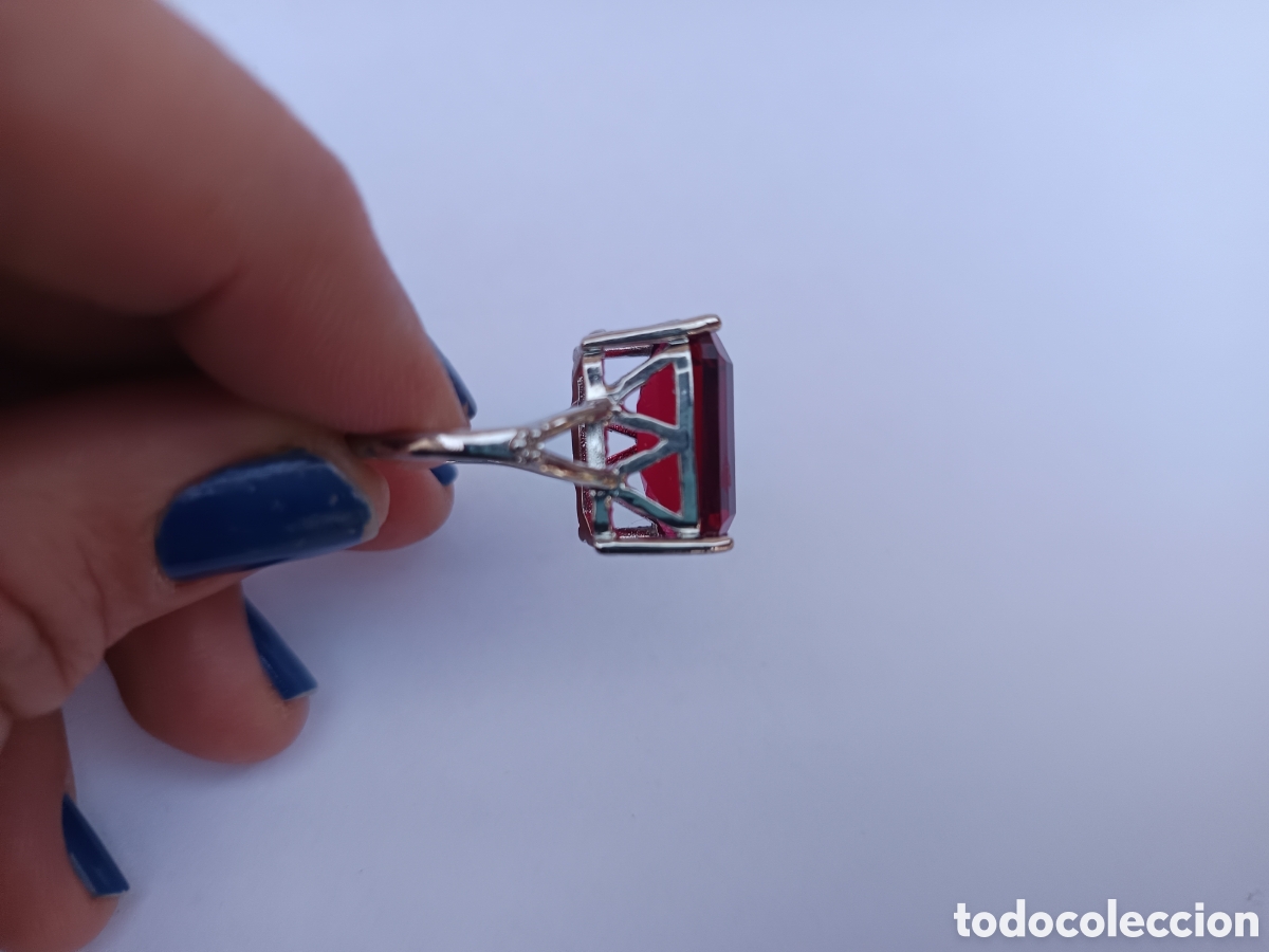 Joyeria: Bello anillo sortija con s&iacute;mil rubi chapado en plata - Foto 6