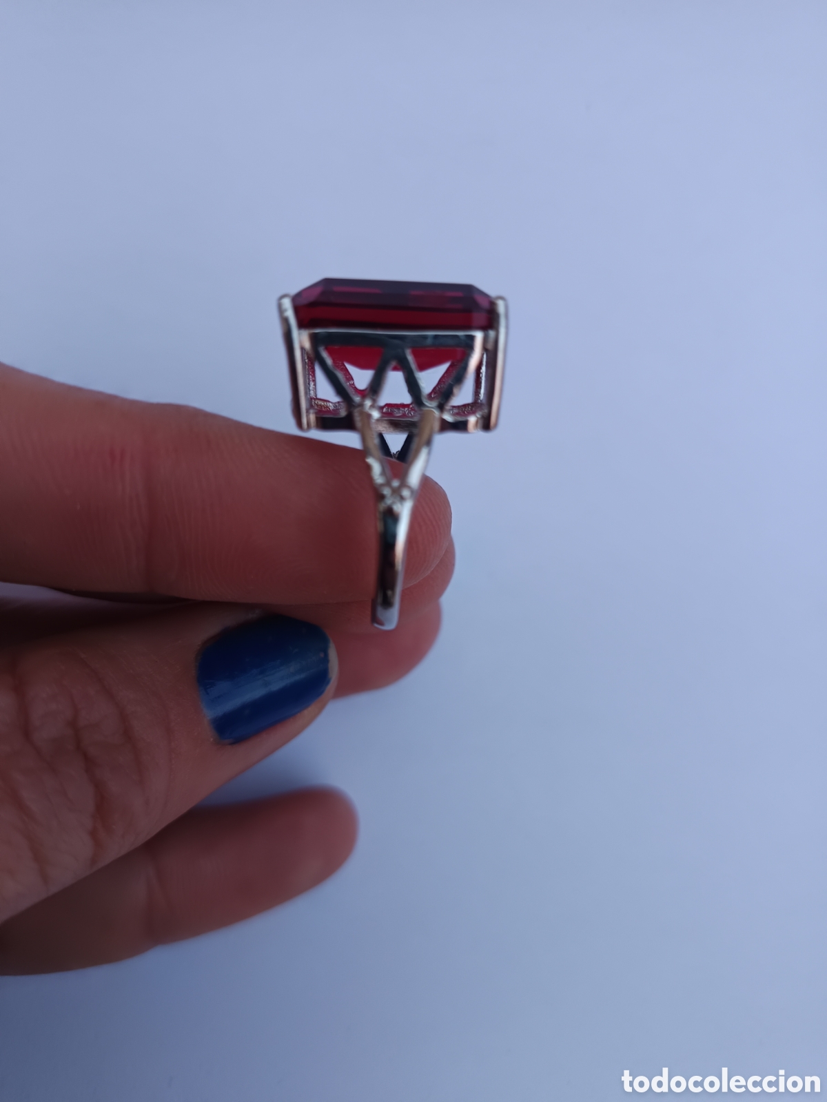 Joyeria: Bello anillo sortija con s&iacute;mil rubi chapado en plata - Foto 7