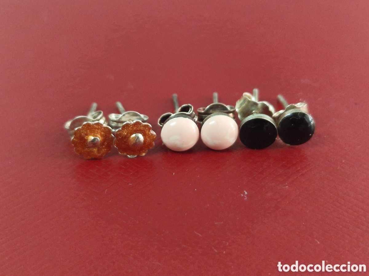 Joyeria: TRES PARES DE PENDIENTES DE PLATA - Foto 2