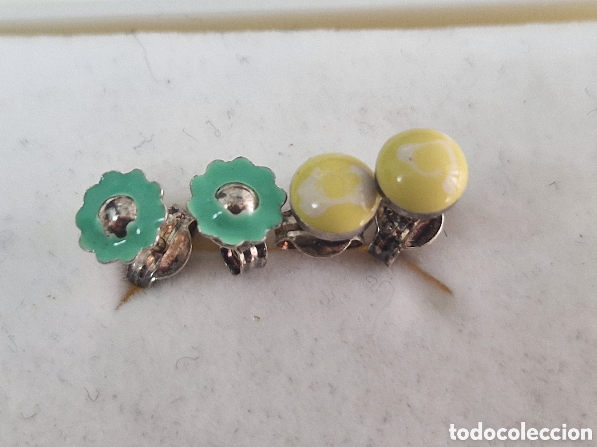 Joyeria: 2 PARES DE PENDIENTES DE PLATA DE LEY - Foto 1