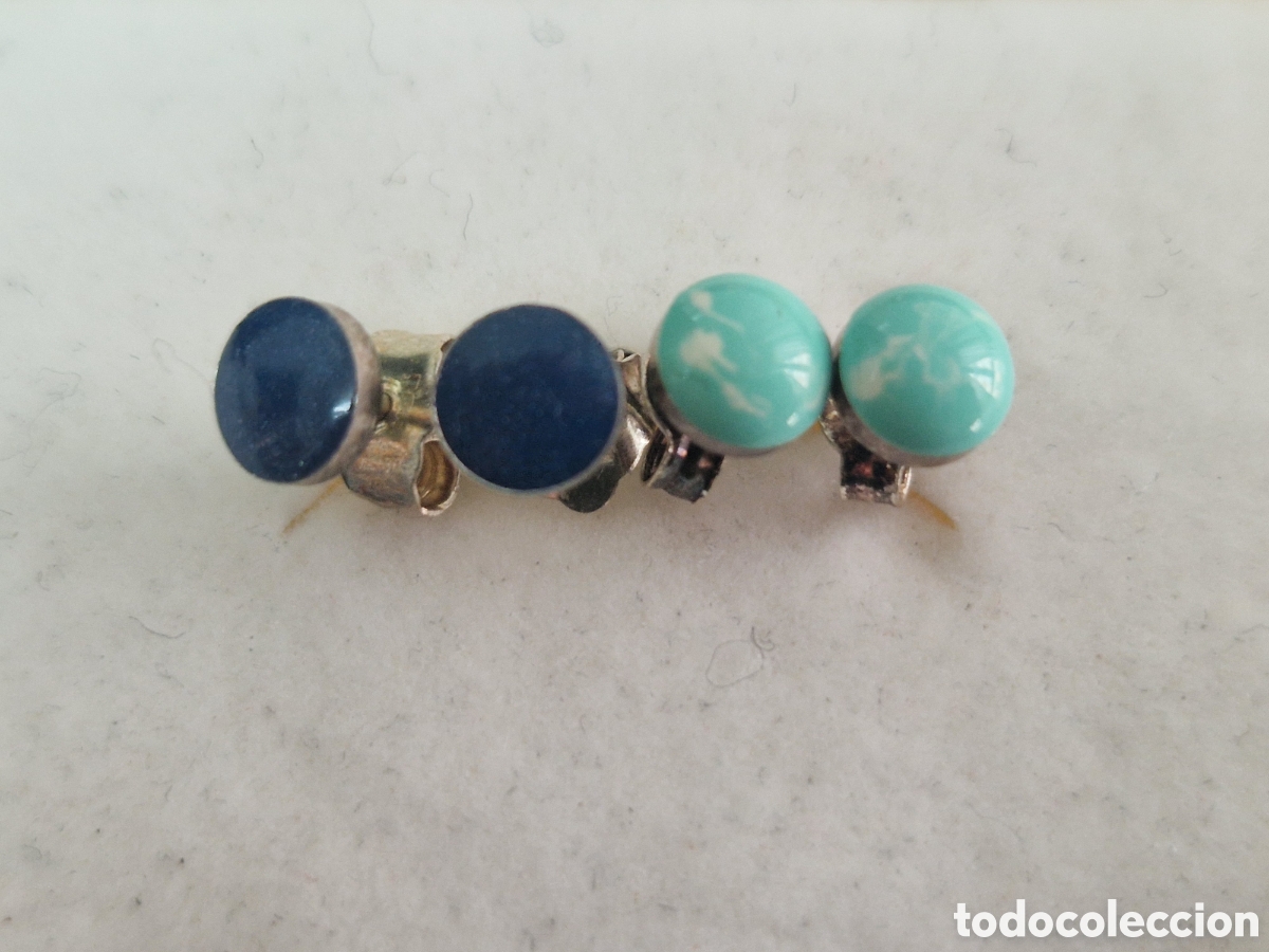 Joyeria: 2 PARES DE PEDIENTES DE PLATA DE LEY - Foto 4