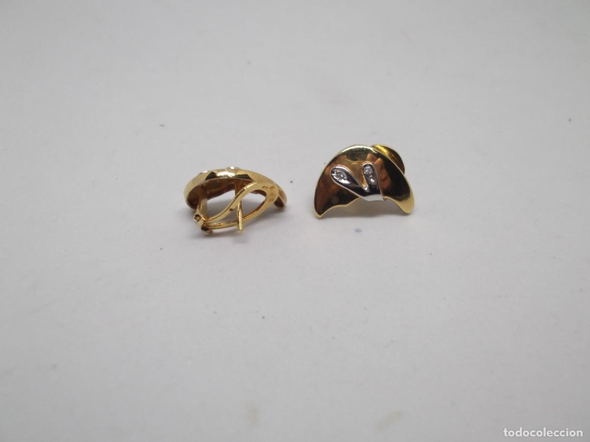 Joyeria: Pendientes de oro amarillo y blanco con brillantes - Foto 4