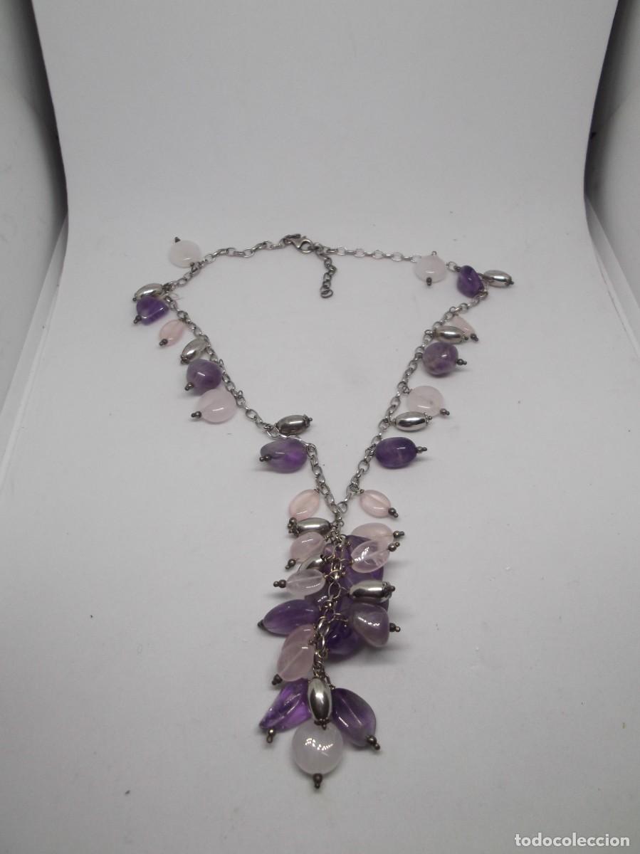Joyeria: Collar en plata con cuarzo rosa y amatista - Foto 5