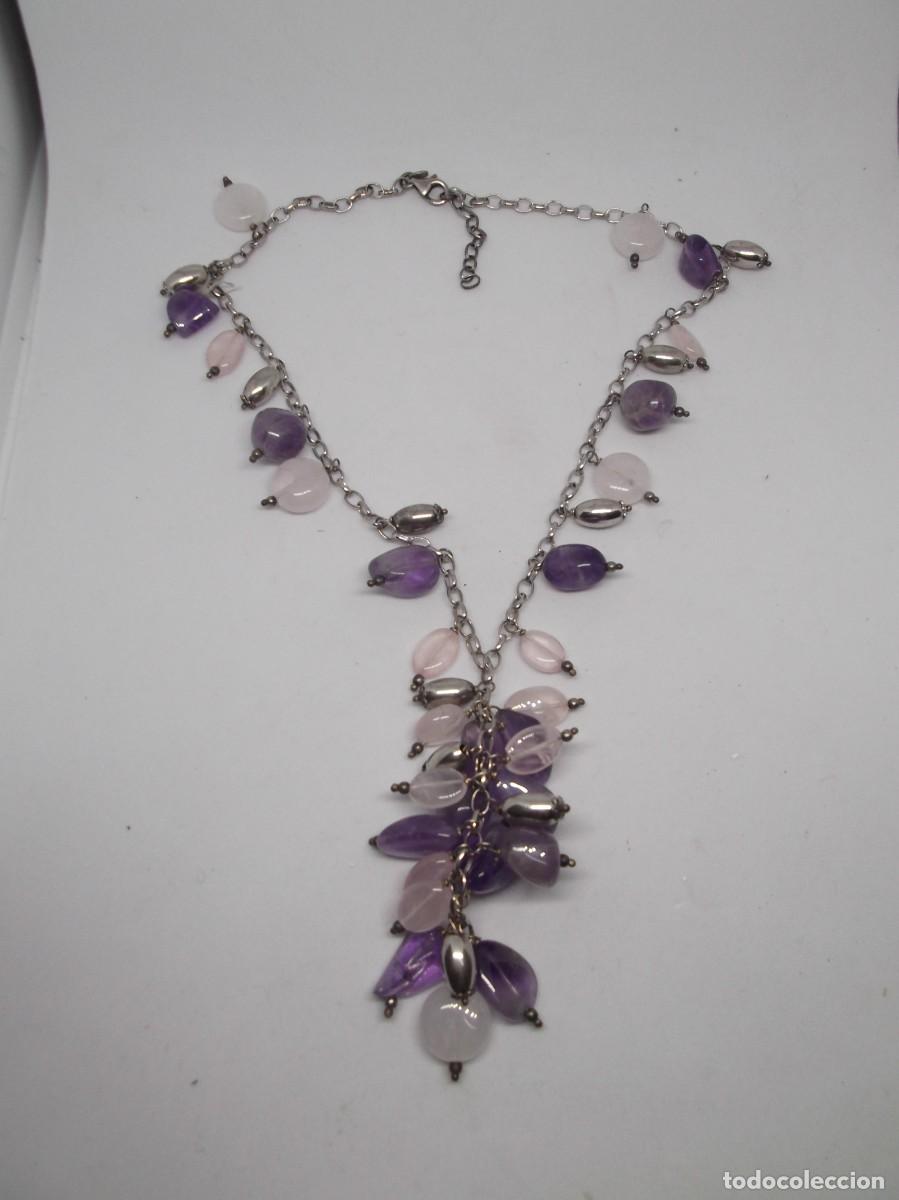 Joyeria: Collar en plata con cuarzo rosa y amatista - Foto 2